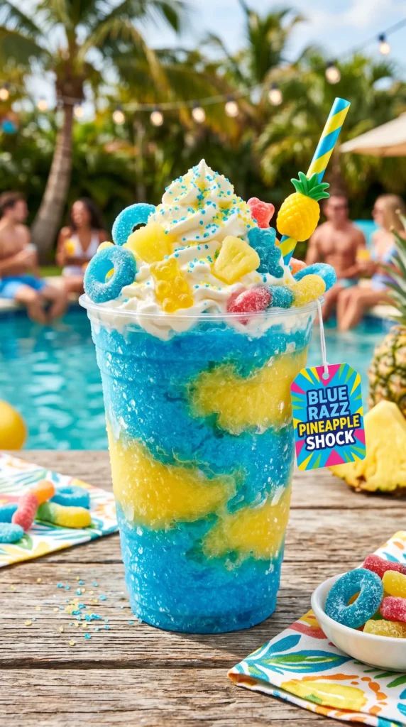 Blue Razz Pineapple Shock Slush Float