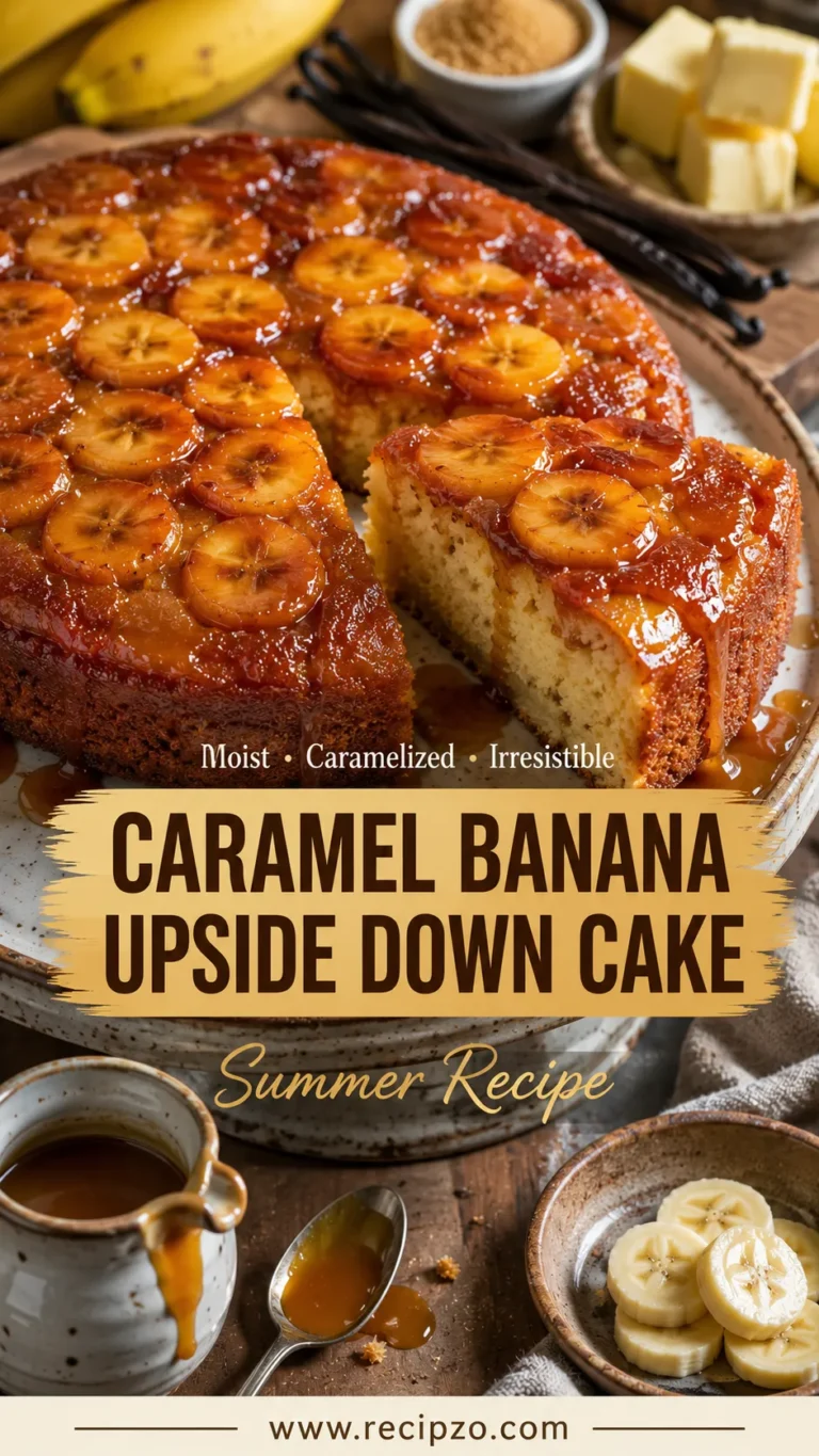 Caramel Banana Upside Down Cake Summer Recipe