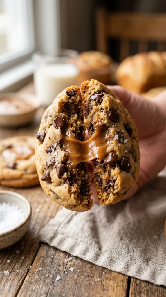 Caramel Stuffed Chocolate Chip Cookies