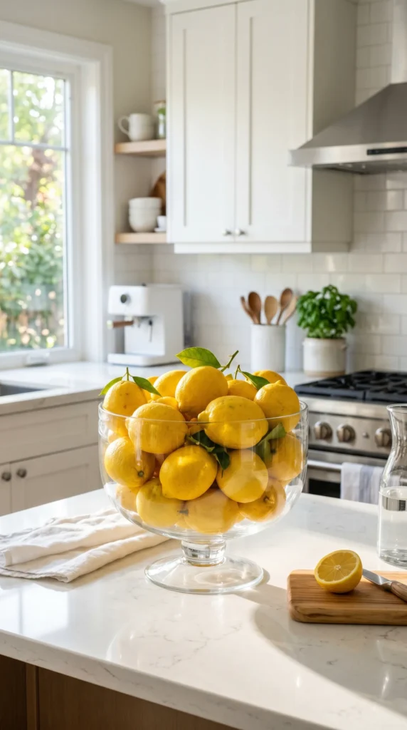 Display a Bowl of Fresh Lemons