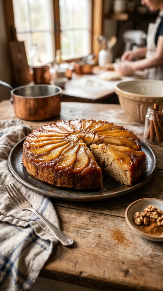 Pear Cinnamon Upside-Down Cake