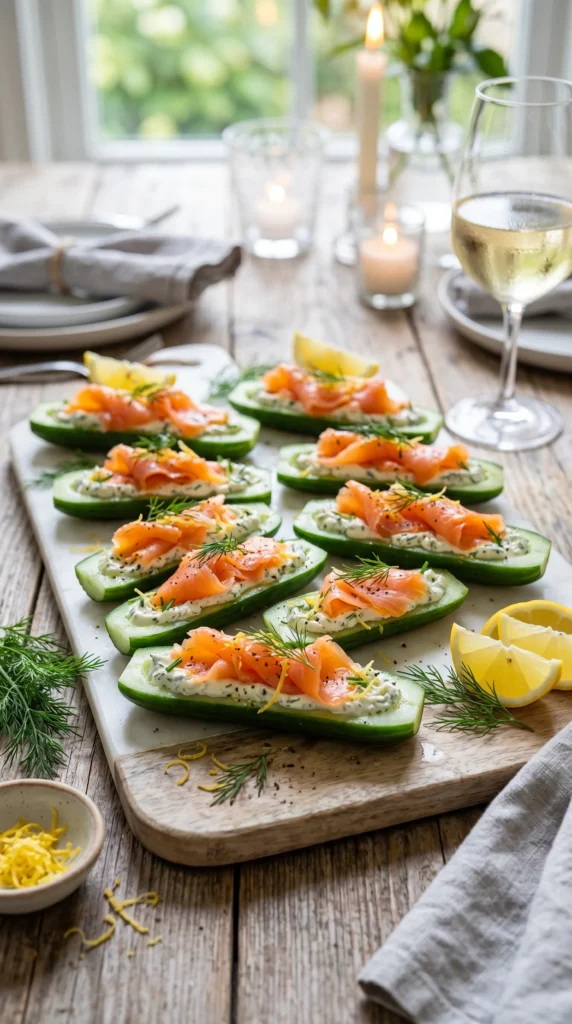 Smoked Salmon Cucumber Boats