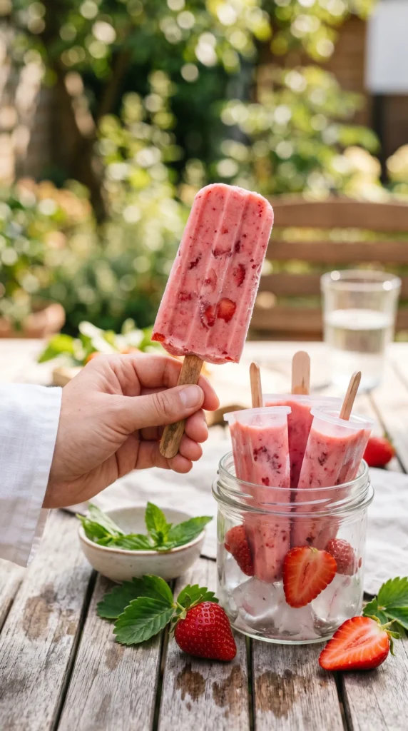 Strawberry Cream Ice Pops