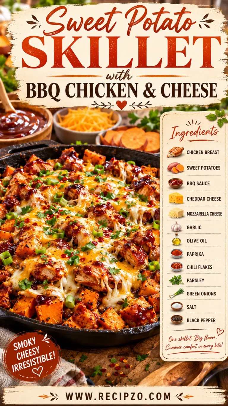 Sweet Potato Skillet with BBQ Chicken & Cheese Summer Recipe