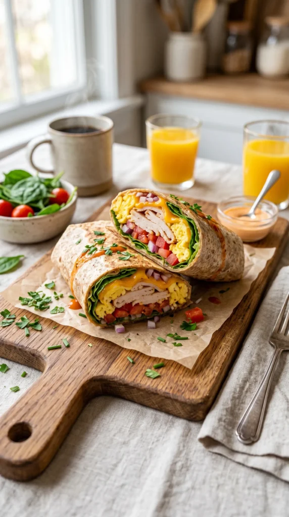 Turkey and Cheese Breakfast Wrap