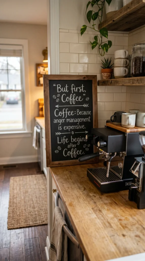 Use a Chalkboard or Coffee Sign