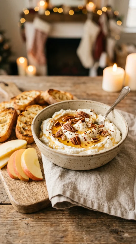 Whipped Ricotta with Hot Honey and Pecans