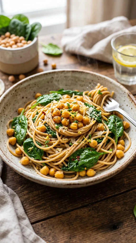 Chickpea Spinach Pasta