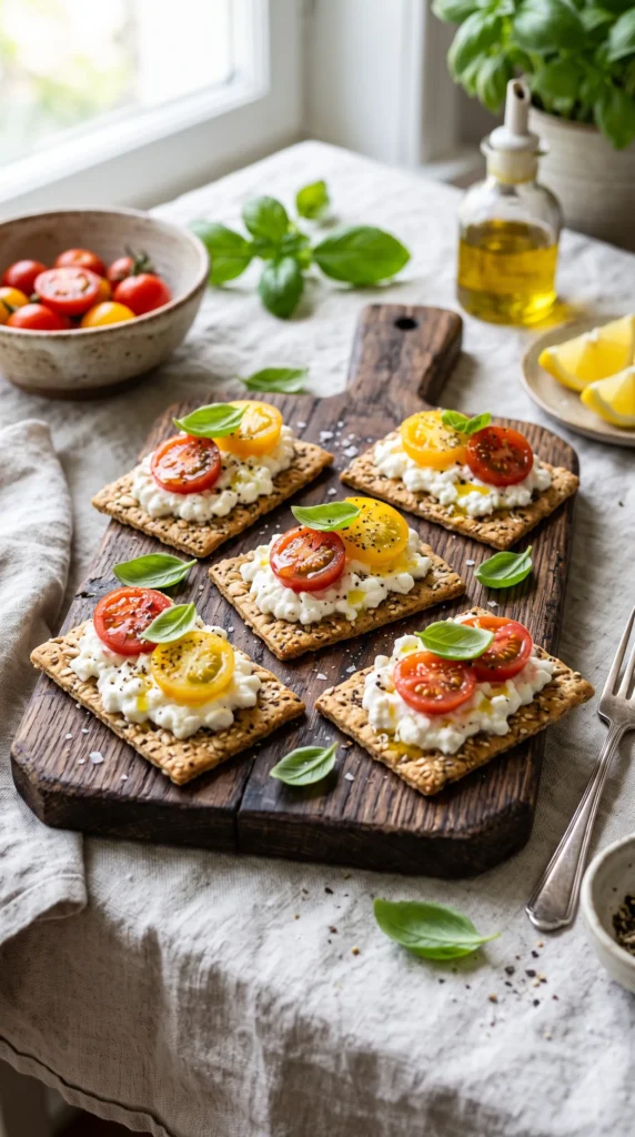 Cottage Cheese and Tomato Crackers