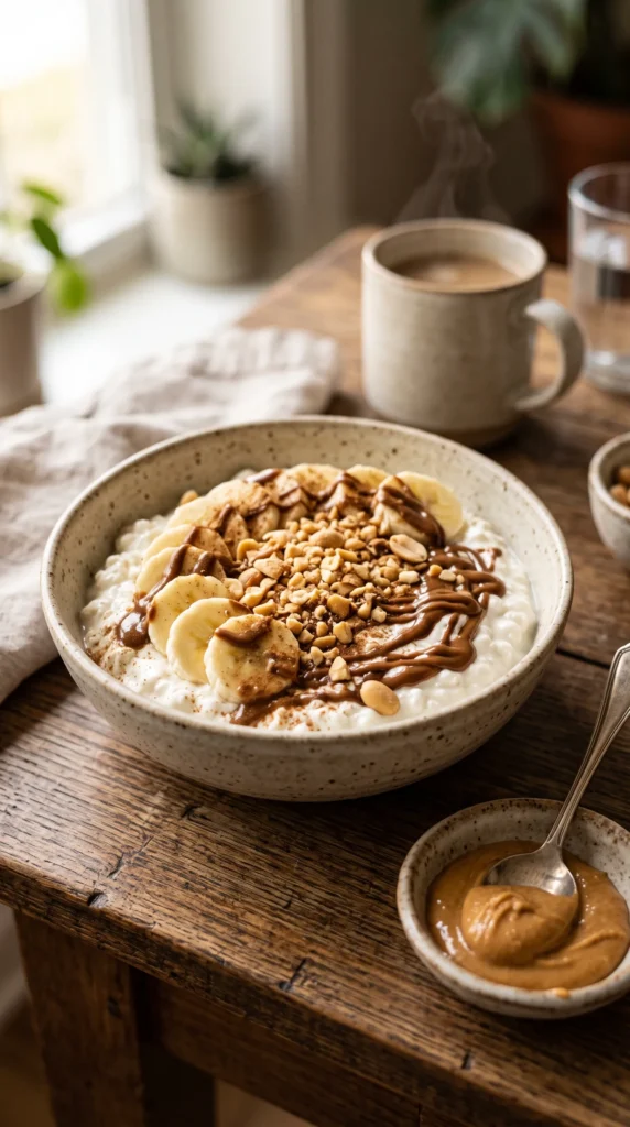Cottage Cheese with Banana and Peanut Butter
