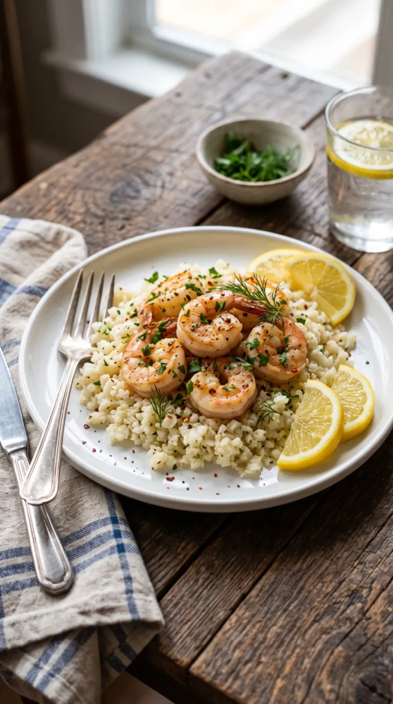 Garlic Shrimp with Cauliflower Rice