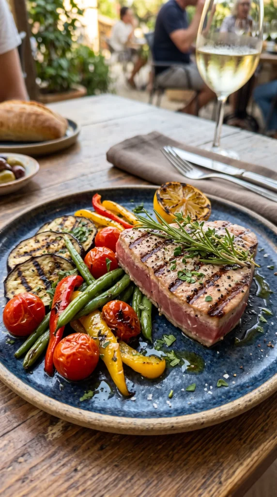 Grilled Tuna Steak with Mixed Vegetables