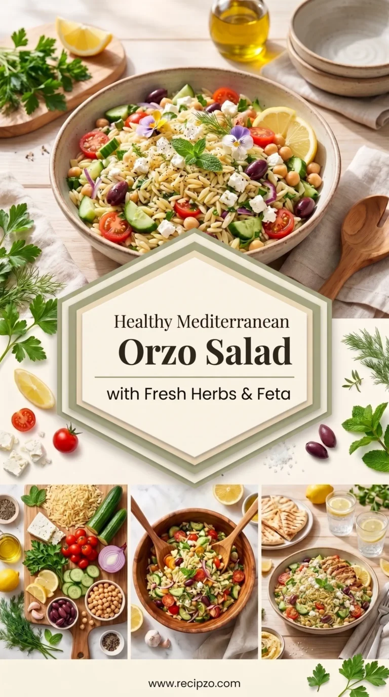 Healthy Mediterranean Orzo Salad with Fresh Herbs & Feta