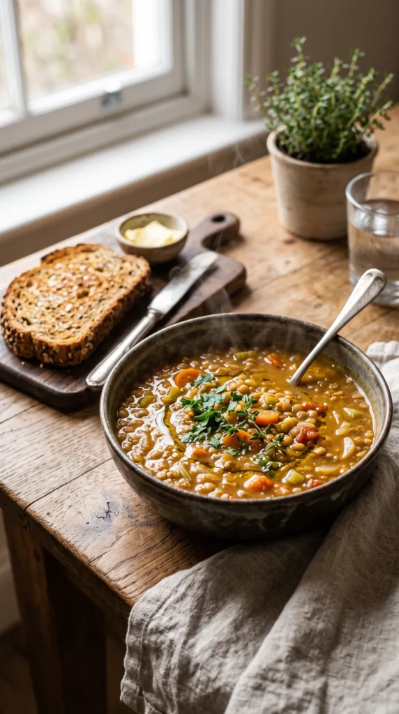 Lentil Soup with Whole-Grain Bread