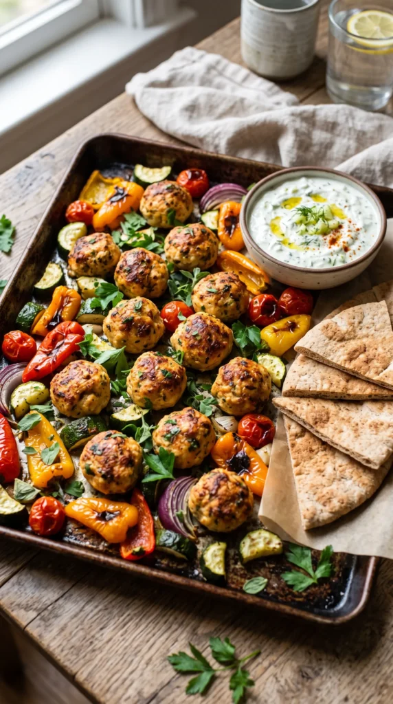 Mediterranean Chicken Meatballs and Vegetables
