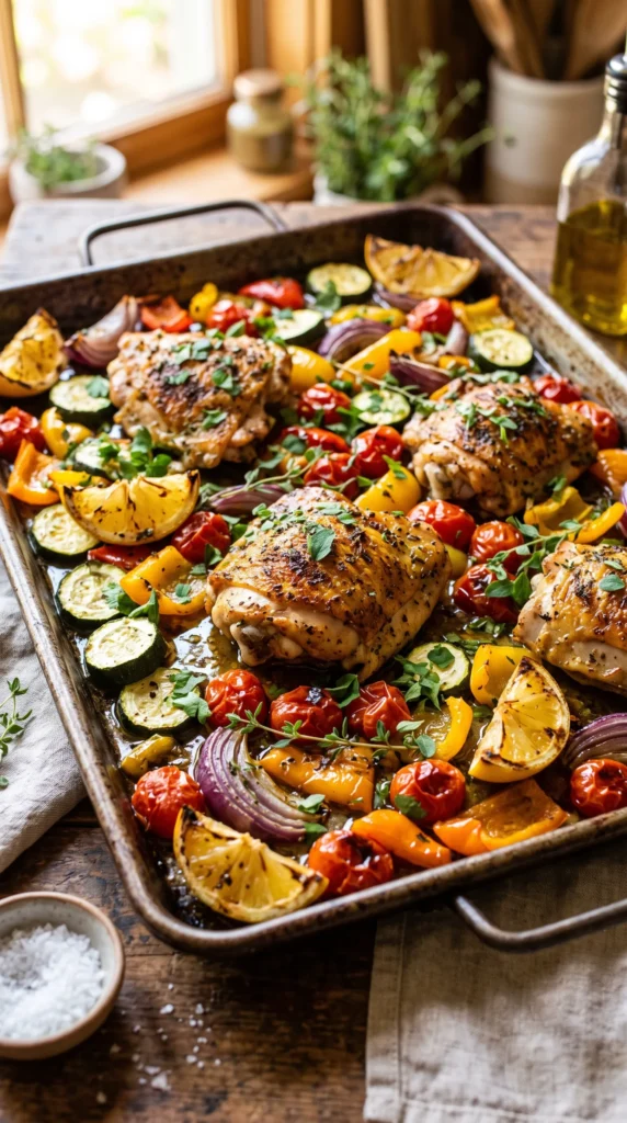 Mediterranean Sheet Pan Chicken and Vegetables