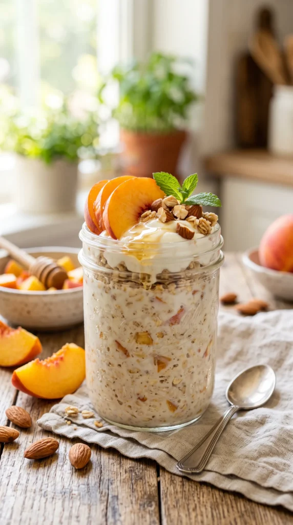 Peach and Cream Overnight Oats