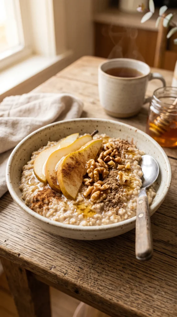 Pear and Walnut High-Fiber Oatmeal