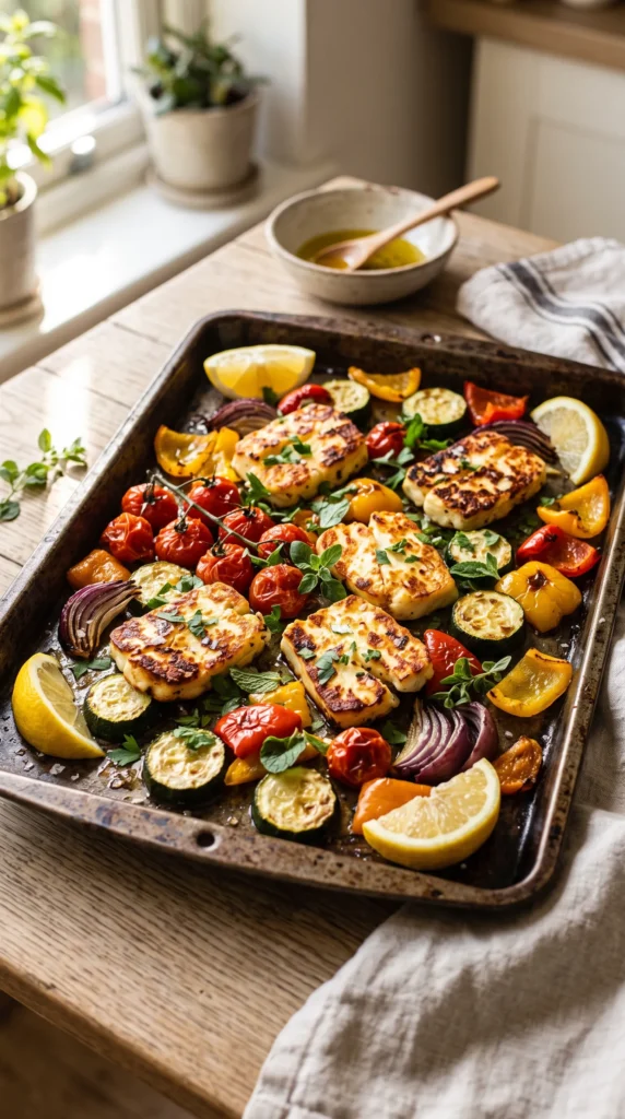 Sheet Pan Mediterranean Halloumi and Vegetables
