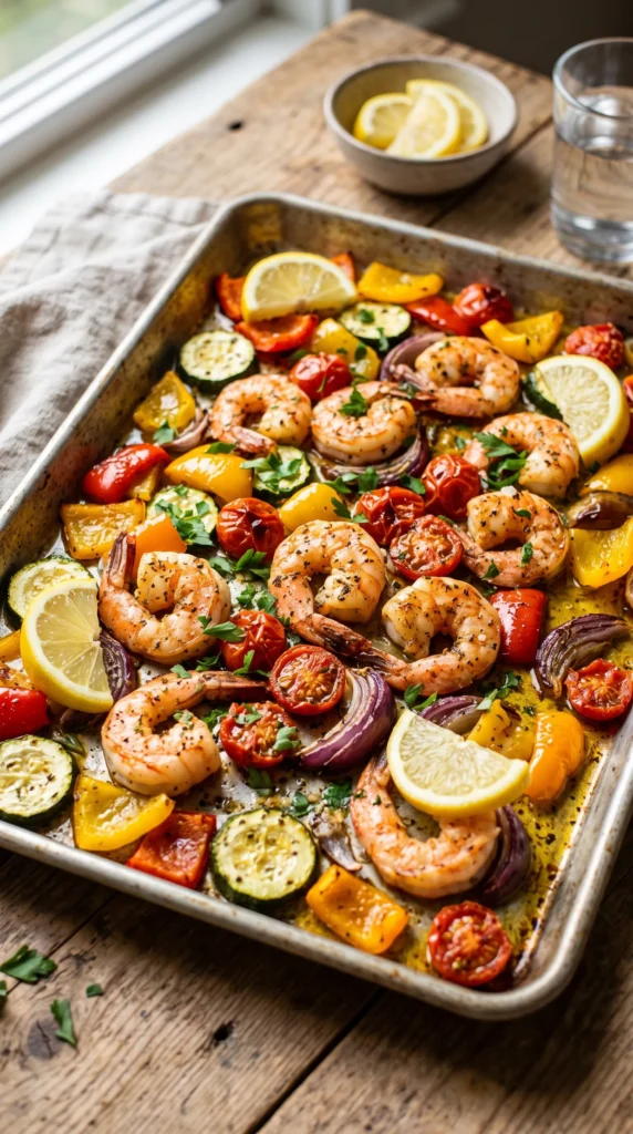 Sheet Pan Shrimp with Mediterranean Vegetables