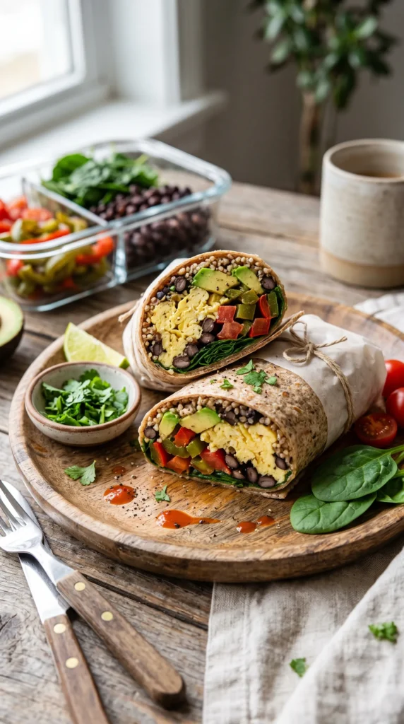 Vegetable and Bean Breakfast Wrap