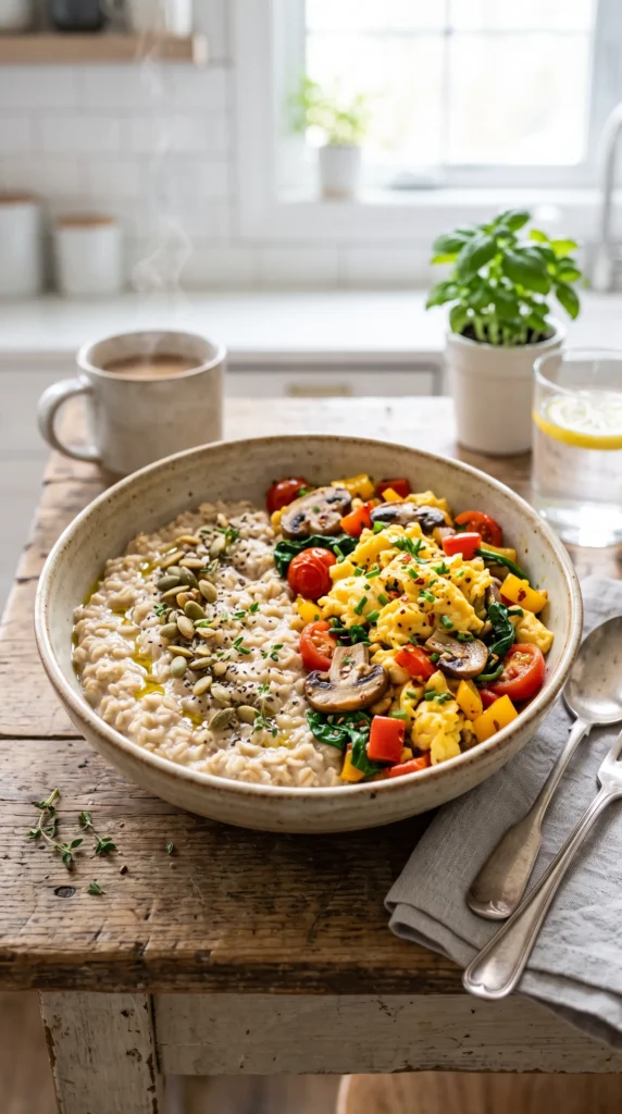 Veggie Egg and Oatmeal Bowl
