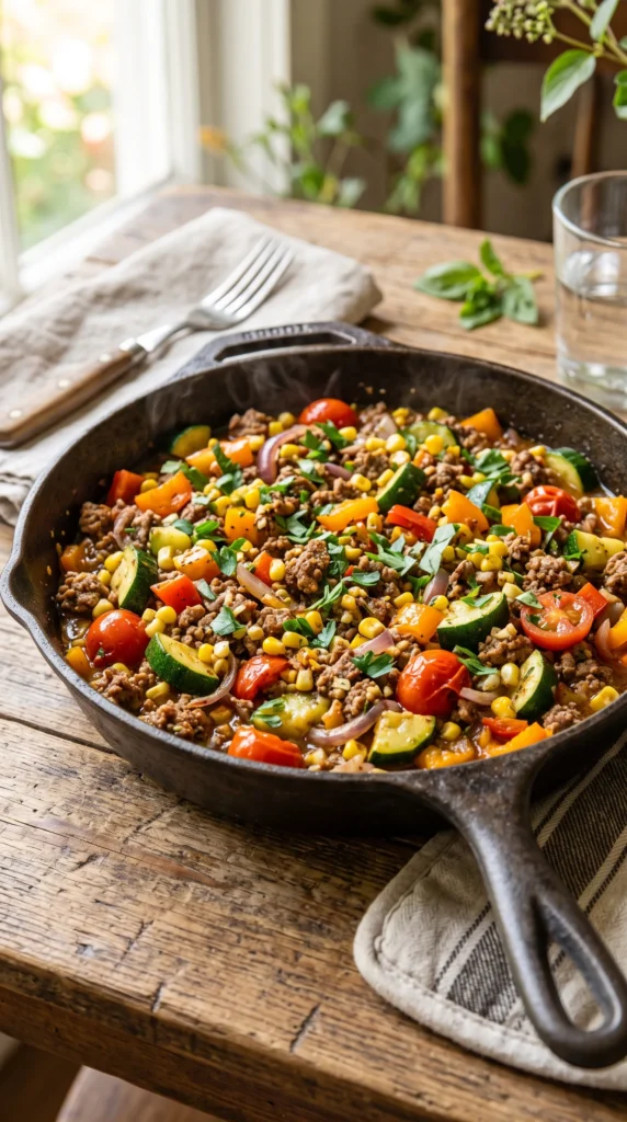 Beef and Garden Vegetable Skillet