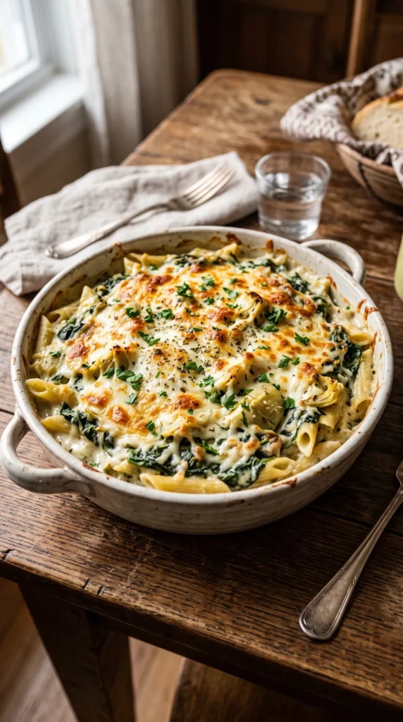 Creamy Spinach & Artichoke Pasta Bake