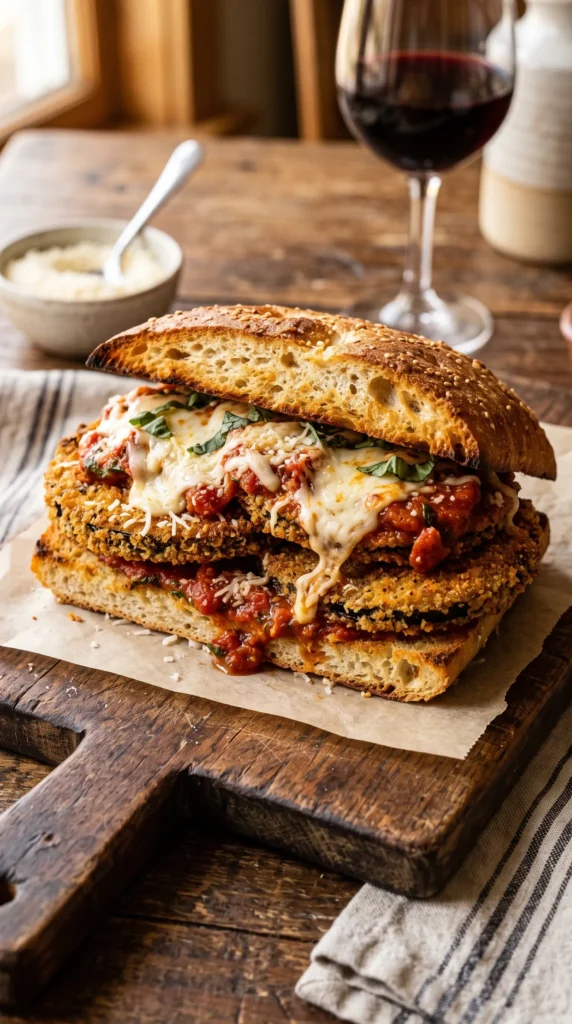 Crispy Eggplant Parmesan Sandwich