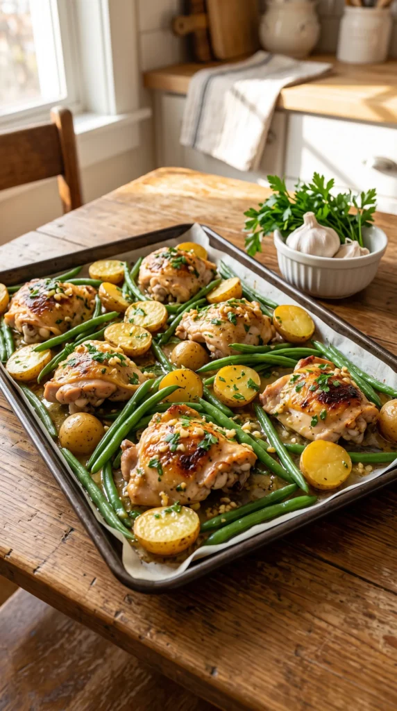 Garlic Butter Chicken with Green Beans and Potatoes