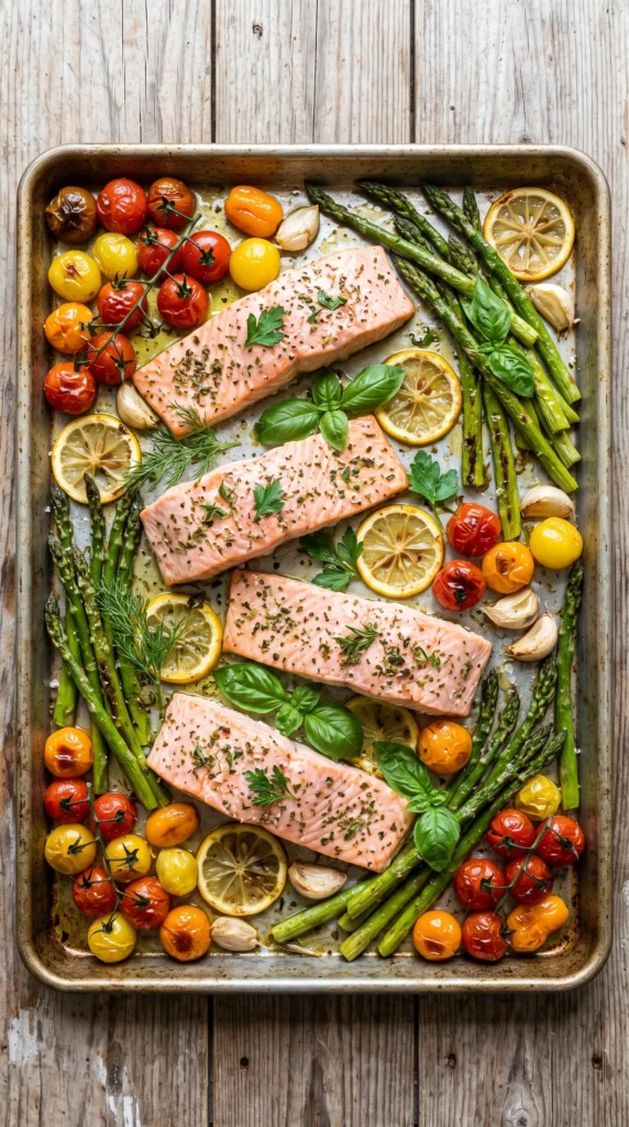 Mediterranean Salmon with Tomatoes and Asparagus