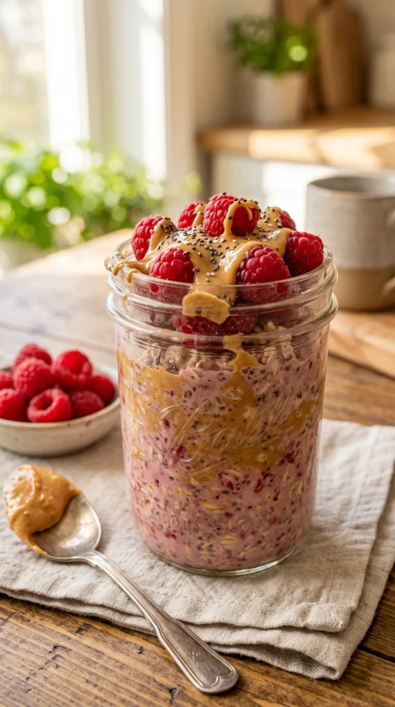 Raspberry Peanut Butter Overnight Oats