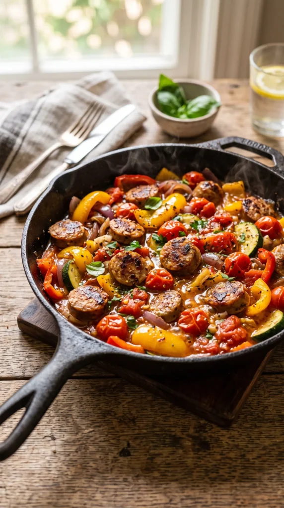Sausage, Pepper and Tomato Skillet