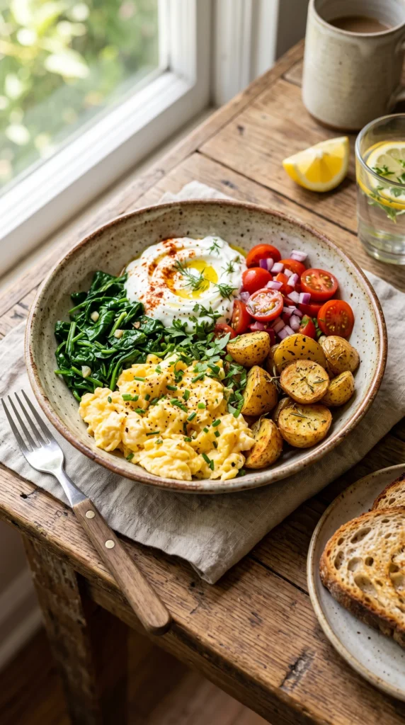 Spinach and Egg Breakfast-for-Lunch Bowl
