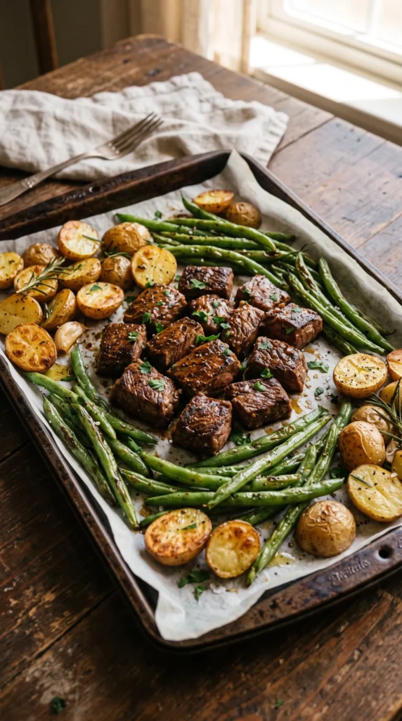 Steak Bites with Potatoes and Green Beans