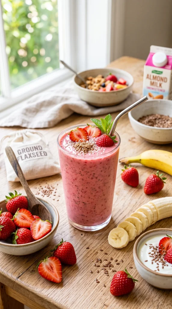 Strawberry Flaxseed Smoothie